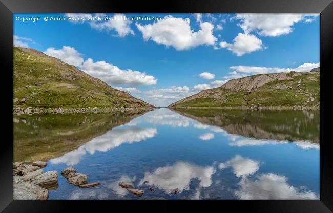 Glaslyn Lake of Snowdonia Framed Print by Adrian Evans