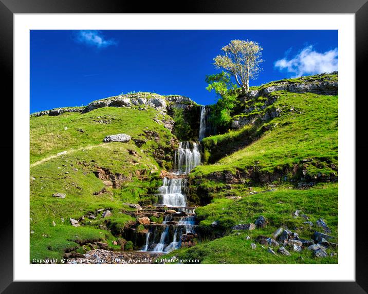 Cray Waterfalls in Upper Wharfedale Framed Mounted Print by George Hopkins