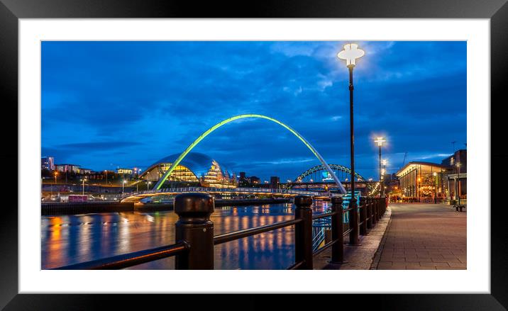 Newcastle Quayside at Night Framed Mounted Print by Naylor's Photography