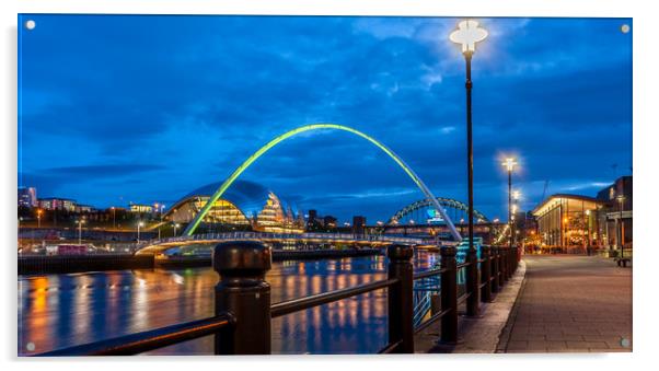 Newcastle Quayside at Night Acrylic by Naylor's Photography