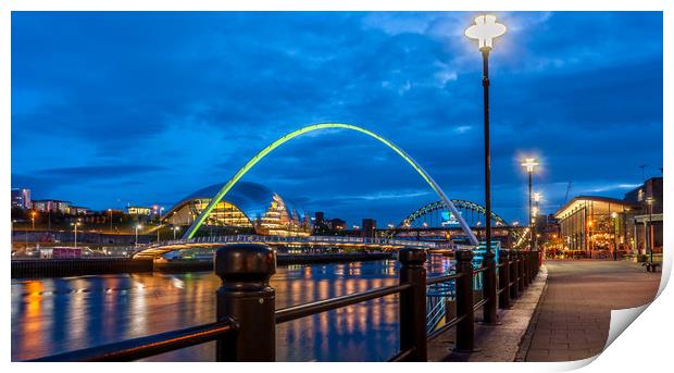 Newcastle Quayside at Night Print by Naylor's Photography