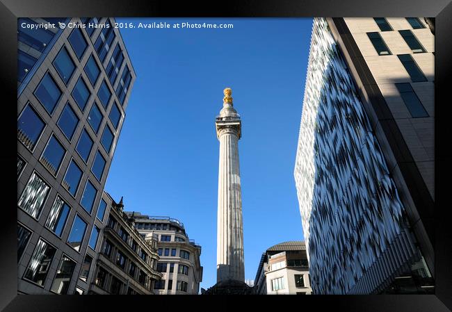 The Monument, City of London Framed Print by Chris Harris
