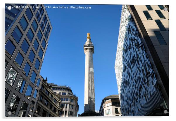 The Monument, City of London Acrylic by Chris Harris
