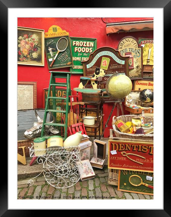 Antiques for sale, Portobello Road Market, London Framed Mounted Print by Richard Harris