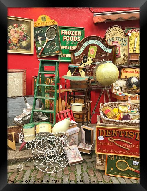 Antiques for sale, Portobello Road Market, London Framed Print by Richard Harris