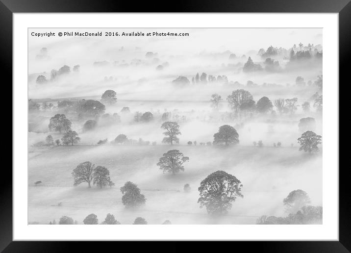 Knitting Fog, Latrigg in the UK Lake District (B&W Framed Mounted Print by Phil MacDonald