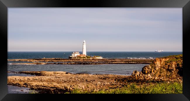 Landscape and the Lighthouse Framed Print by Naylor's Photography