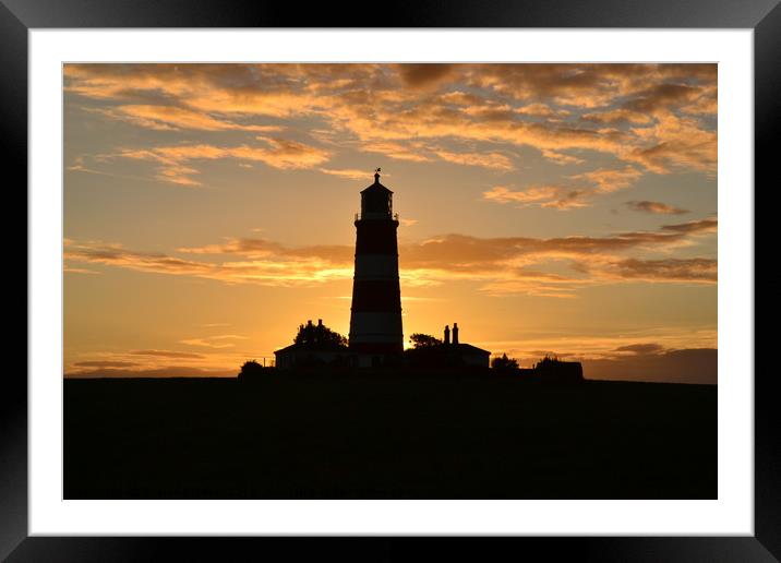 Sunset at Happisburgh Lighhouse Framed Mounted Print by Sharon Breeze