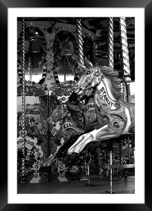 Carousel in black and white Framed Mounted Print by Chris Day