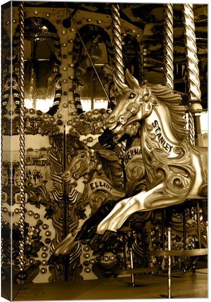 Carousel in sepia Canvas Print by Chris Day