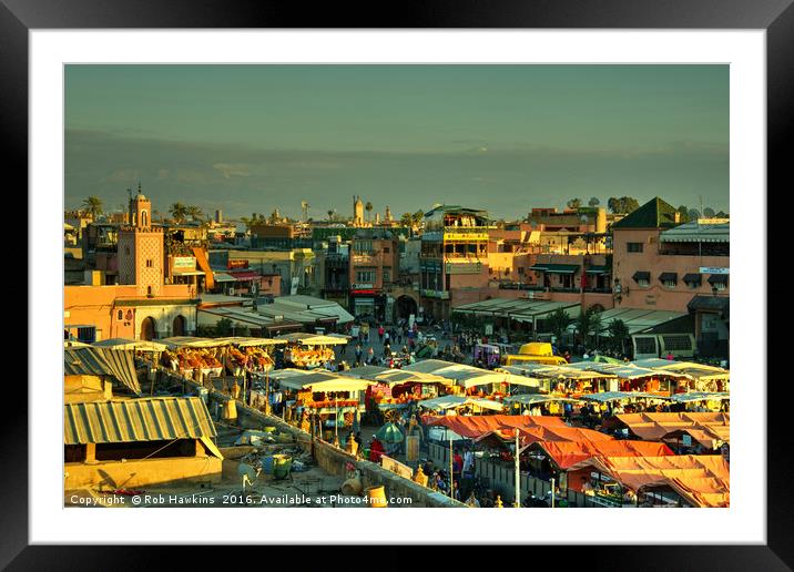 The marketplace of Marrakesh,  Framed Mounted Print by Rob Hawkins