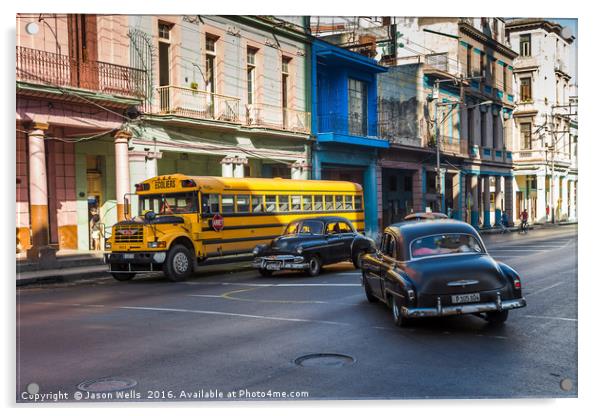 Old vehicles in Centro Havana Acrylic by Jason Wells