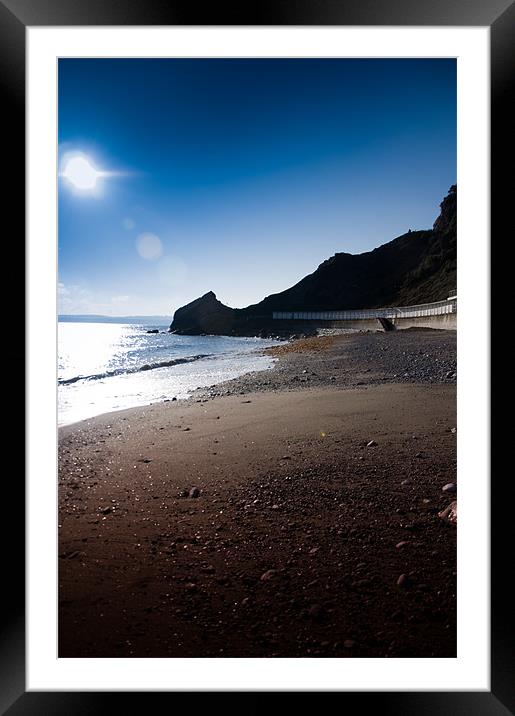 Meadfoot Beach landscape Framed Mounted Print by K. Appleseed.