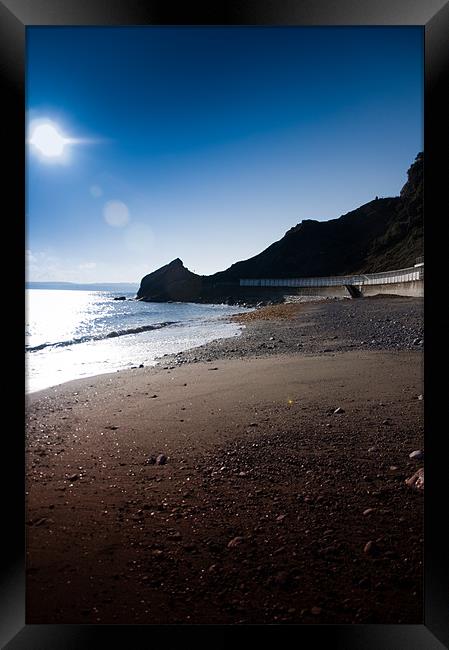 Meadfoot Beach landscape Framed Print by K. Appleseed.