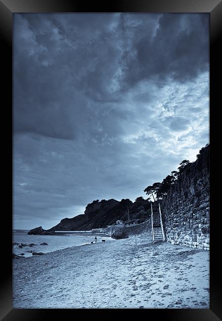 Meadfoot Beach, Torquay, Devon, b&w Framed Print by K. Appleseed.