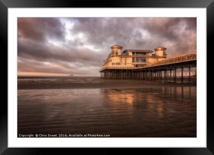 The Grand Pier Sunrise Framed Mounted Print by Chris Sweet