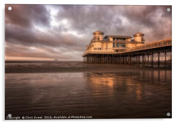 The Grand Pier Sunrise Acrylic by Chris Sweet