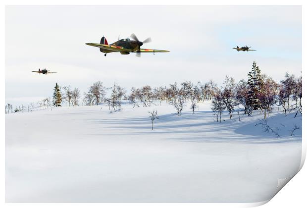 Hawker Hurricanes in the winter Print by Oxon Images