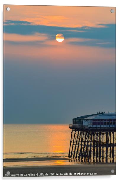 Sunset North Pier Blackpool Acrylic by Caroline James