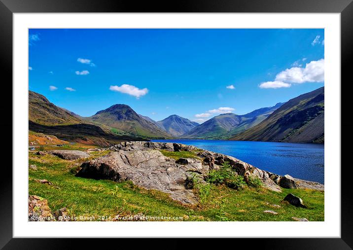 Wast Water Lake in a Cumbrian Summer Framed Mounted Print by Philip Gough