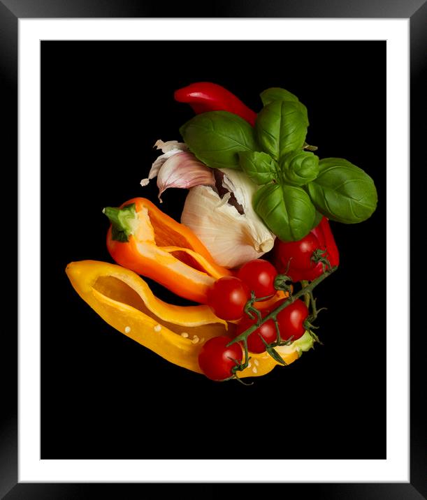 Peppers Basil Tomatoes Garlic Framed Mounted Print by David French
