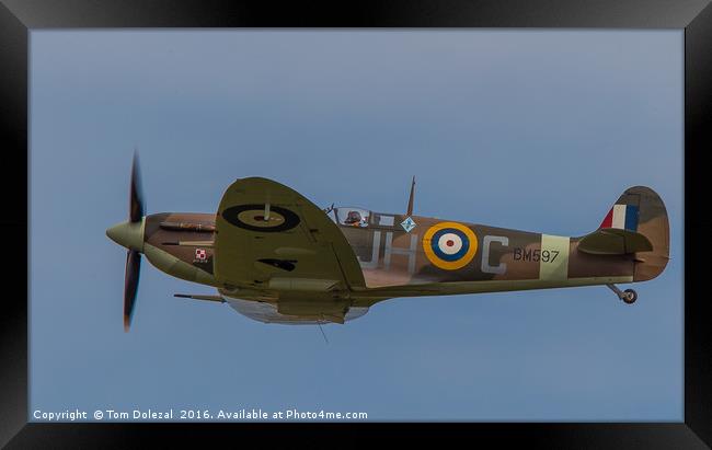 Spitfire BM597 Framed Print by Tom Dolezal