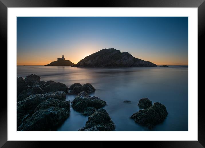Early morning at Mumbles lighthouse. Framed Mounted Print by Bryn Morgan