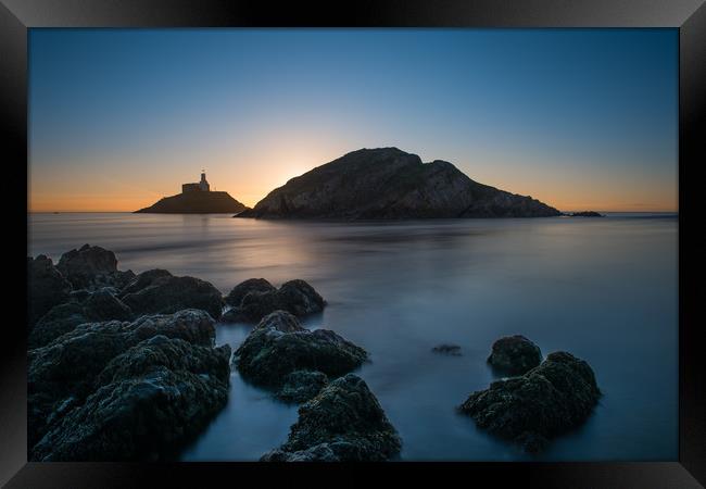 Early morning at Mumbles lighthouse. Framed Print by Bryn Morgan