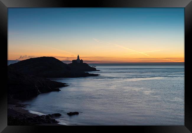 Mumbles lighthouse at sunrise.  Framed Print by Bryn Morgan
