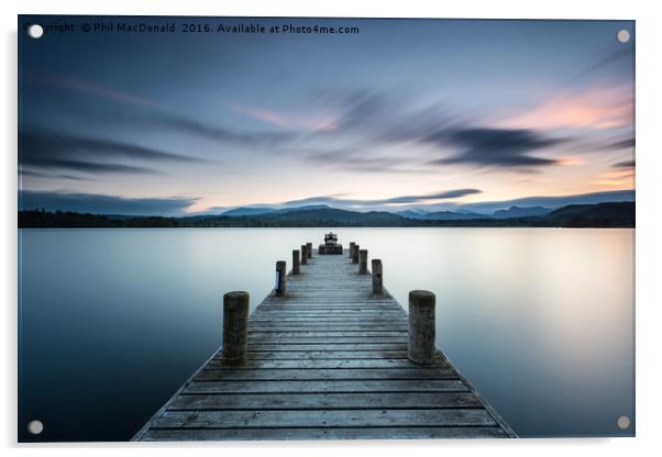Tranquility at Sunset, Windermere Jetty Acrylic by Phil MacDonald