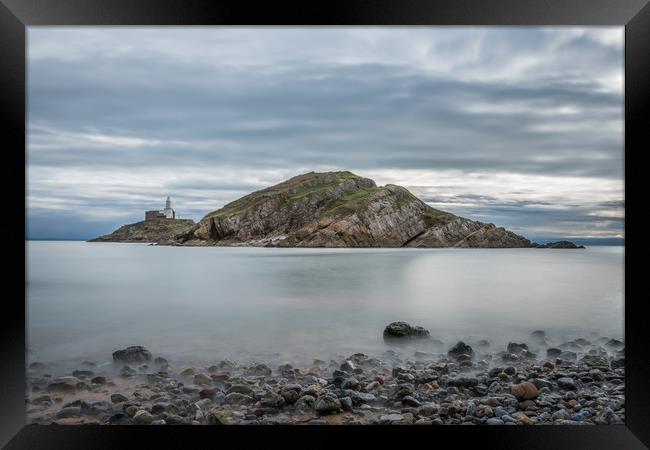Mumbles lighthouse - Long exposure. Framed Print by Bryn Morgan
