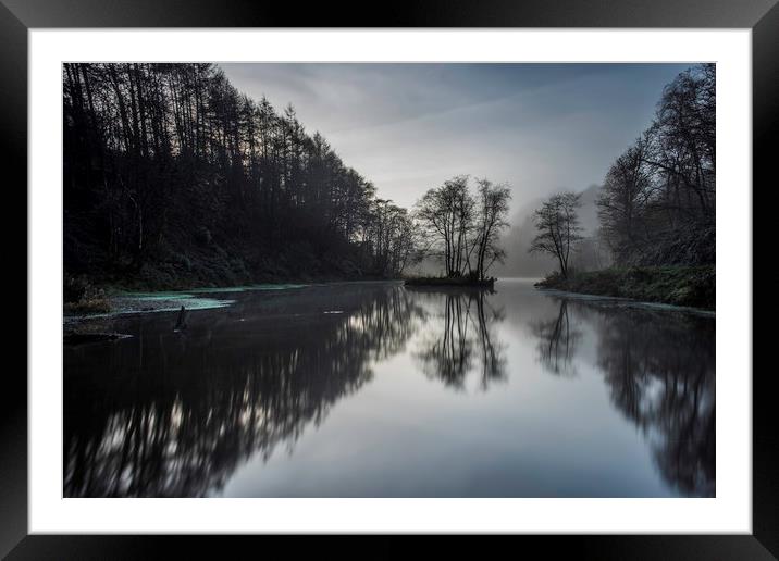 Reflections at Penllergaer woods. Framed Mounted Print by Bryn Morgan