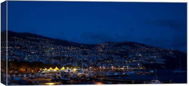 Evening Lights of Funchal Canvas Print by Dave Collins