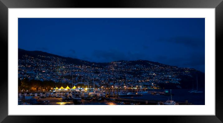 Evening Lights of Funchal Framed Mounted Print by Dave Collins