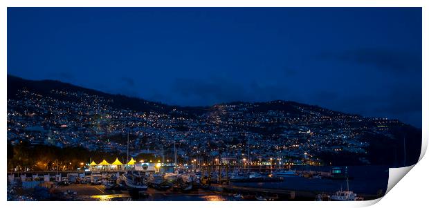 Evening Lights of Funchal Print by Dave Collins