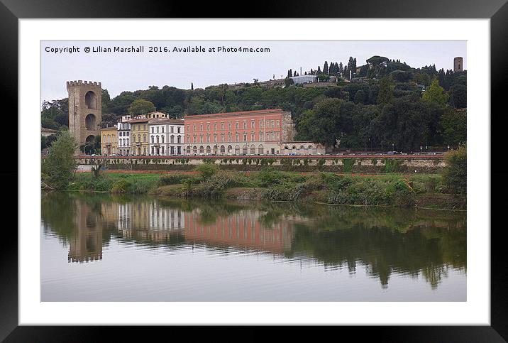 A grey day on the River Arno. Florence. Framed Mounted Print by Lilian Marshall