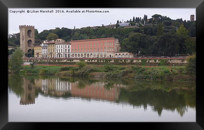 A grey day on the River Arno. Florence. Framed Print by Lilian Marshall