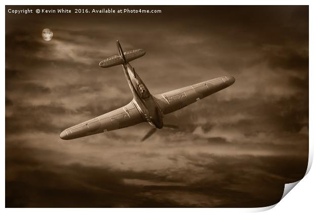 Hawker Hurricane by moonlight Print by Kevin White