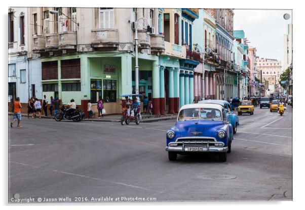 Busy streets of Centro Havana Acrylic by Jason Wells