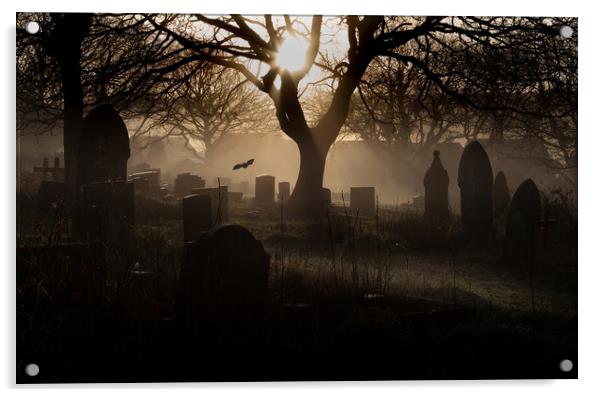 Spooky graveyard Acrylic by Leighton Collins