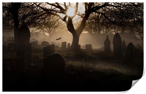 Spooky graveyard Print by Leighton Collins