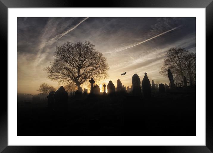 Halloween graveyard Framed Mounted Print by Leighton Collins