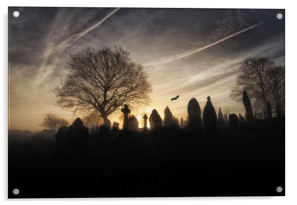 Halloween graveyard Acrylic by Leighton Collins