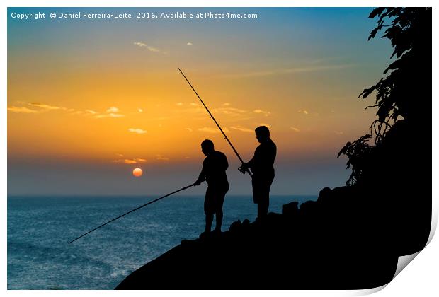 Two Men Fishing at Shore Print by Daniel Ferreira-Leite