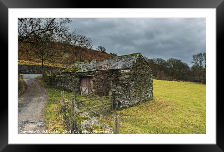 Lake District Barn in Kentmere Valley Framed Mounted Print by Nick Jenkins