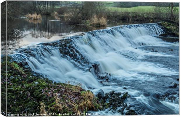 The Weir at Staveley in the Lake District Cumbria Canvas Print by Nick Jenkins