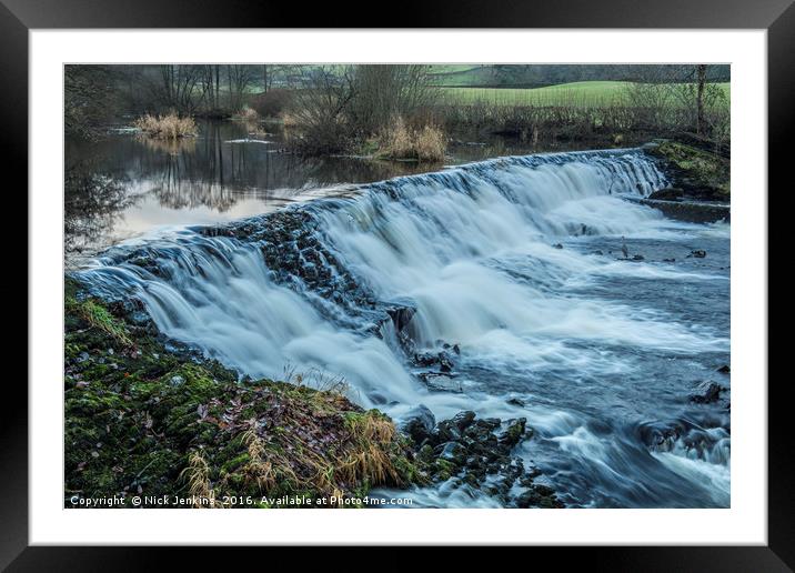 The Weir at Staveley in the Lake District Cumbria Framed Mounted Print by Nick Jenkins
