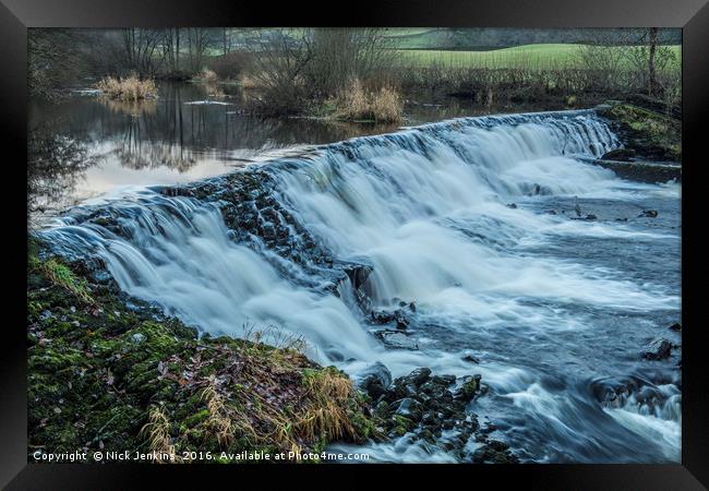 The Weir at Staveley in the Lake District Cumbria Framed Print by Nick Jenkins