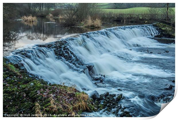 The Weir at Staveley in the Lake District Cumbria Print by Nick Jenkins
