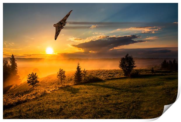 Vulcan Bomber Misty Dawn Print by Oxon Images